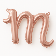 Rose Gold Script Letter 'M' Air-Filled Foil Balloon