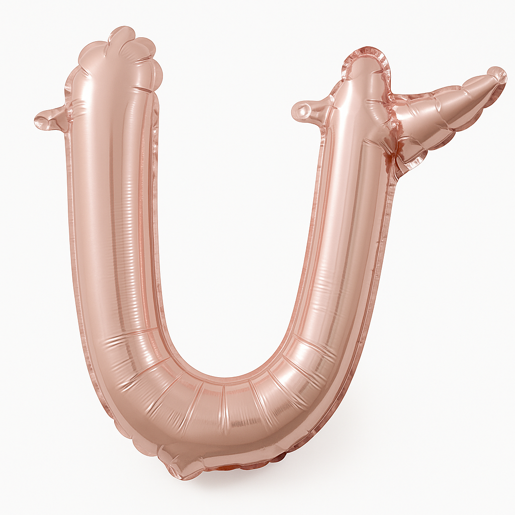 Rose Gold Script Letter U Foil Balloon - 8" Air-Filled