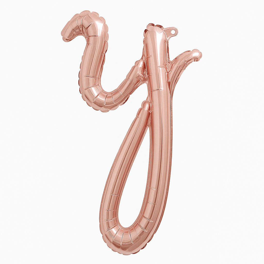 Rose Gold Script Letter Balloon - 'Y' 8-Inch Foil, Air-Filled
