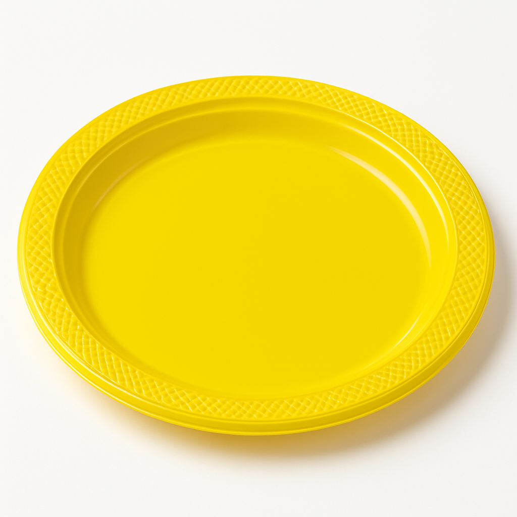 Sunshine Yellow 7" Round Plastic Dessert Plates, 20 Count