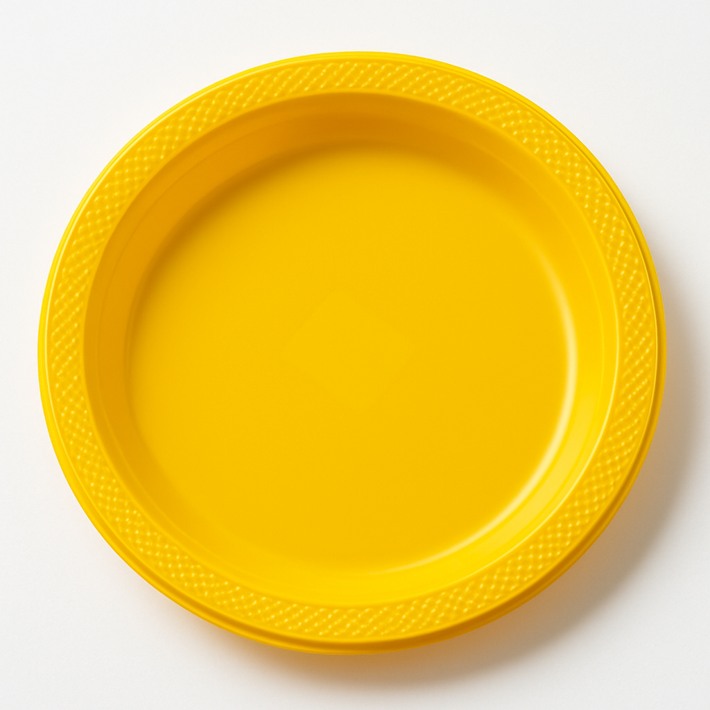 Vibrant Yellow 10.25" Round Plastic Dinner Plates - 20 Pack