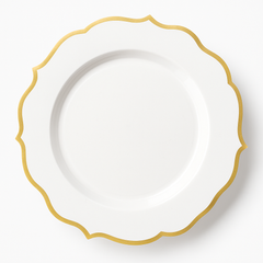 Ornate Premium Plastic Dessert Plates with Gold Trim - 7.75-Inch, 20-Pack