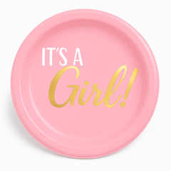 "It's a Girl!" Pink Reusable Lunch Plates, 7.5-Inch, 20-Count