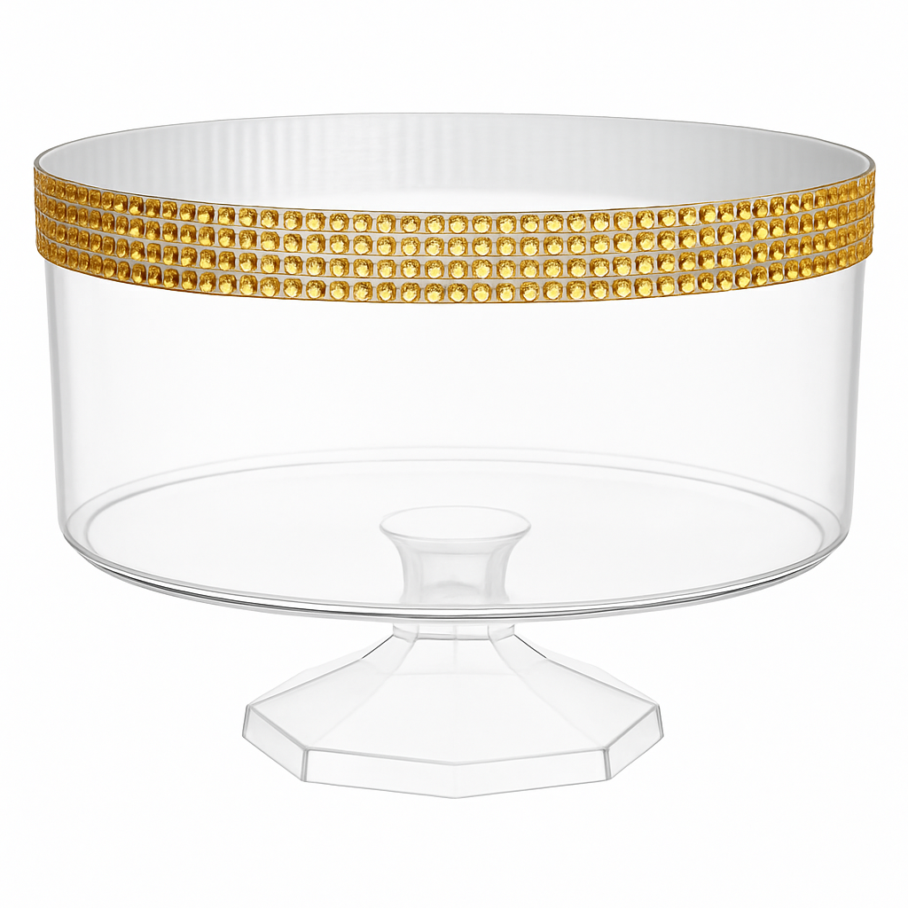Gold Gem Trimmed Plastic Trifle Bowl