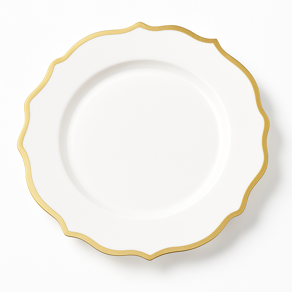 Ornate Gold Trim 10.5" Premium Plastic Dinner Plates - 20 Pack