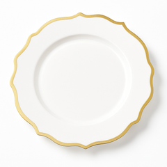 Ornate Gold Trim 10.5" Premium Plastic Dinner Plates - 20 Pack