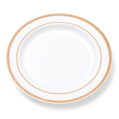 Premium Rose Gold Trimmed Round Dinner Plates - 10.25", 20 Pack