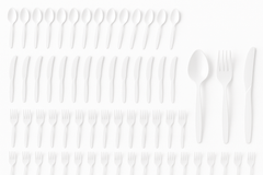 White Plastic Cutlery Set - 64 Count