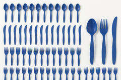 Royal Blue Plastic Cutlery Set - 64 Pieces - 7.5 in.