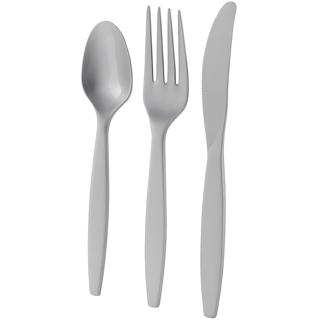 Elegant Silver Plastic Cutlery Set - 64 Count