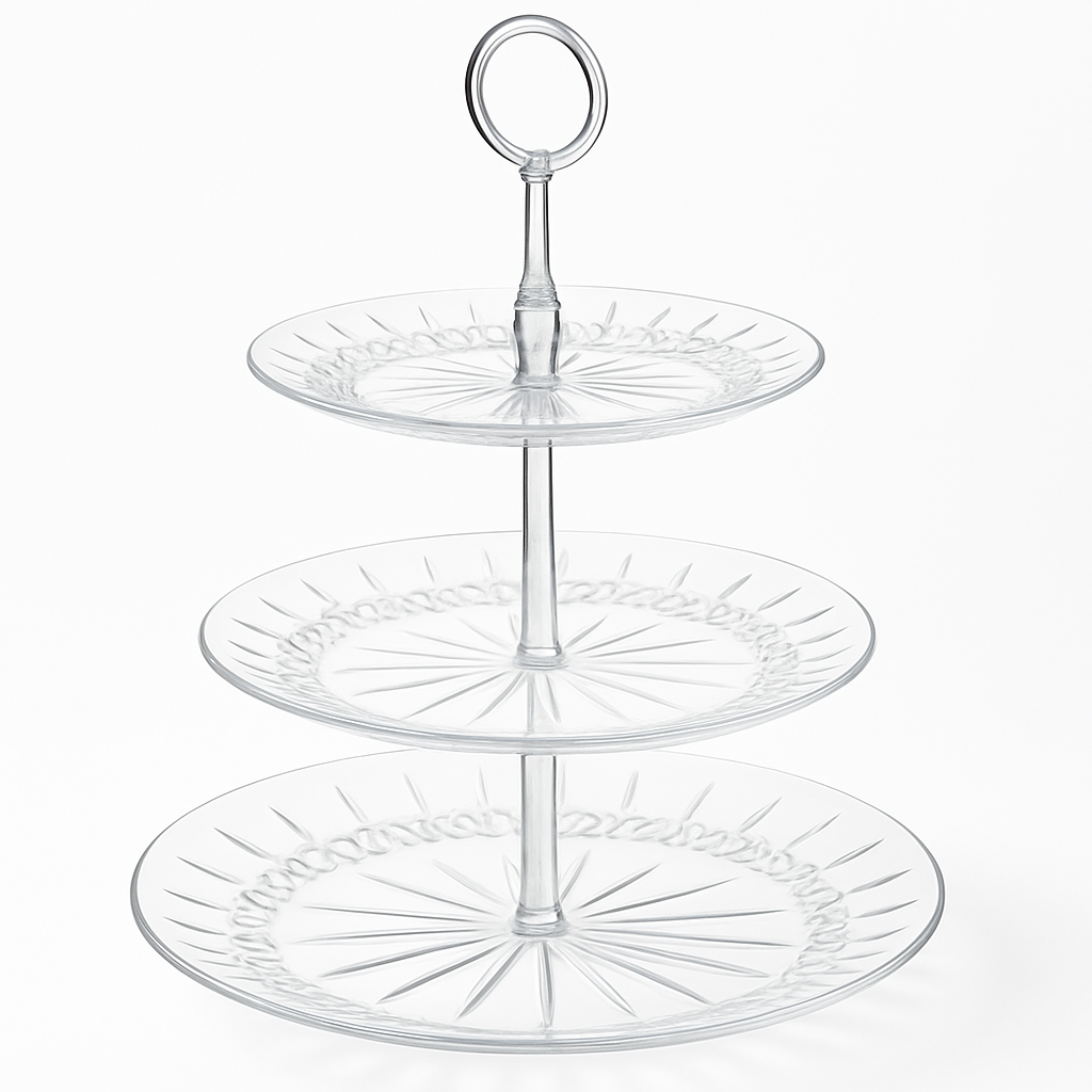 Elegant 3-Tier Crystal Handle Treat Stand