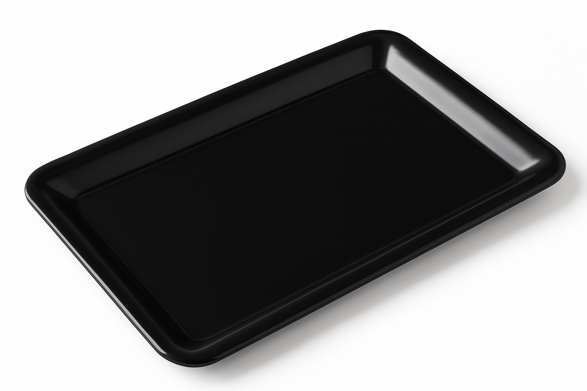 Black Rectangular Plastic Serving Platter, 11"x18"