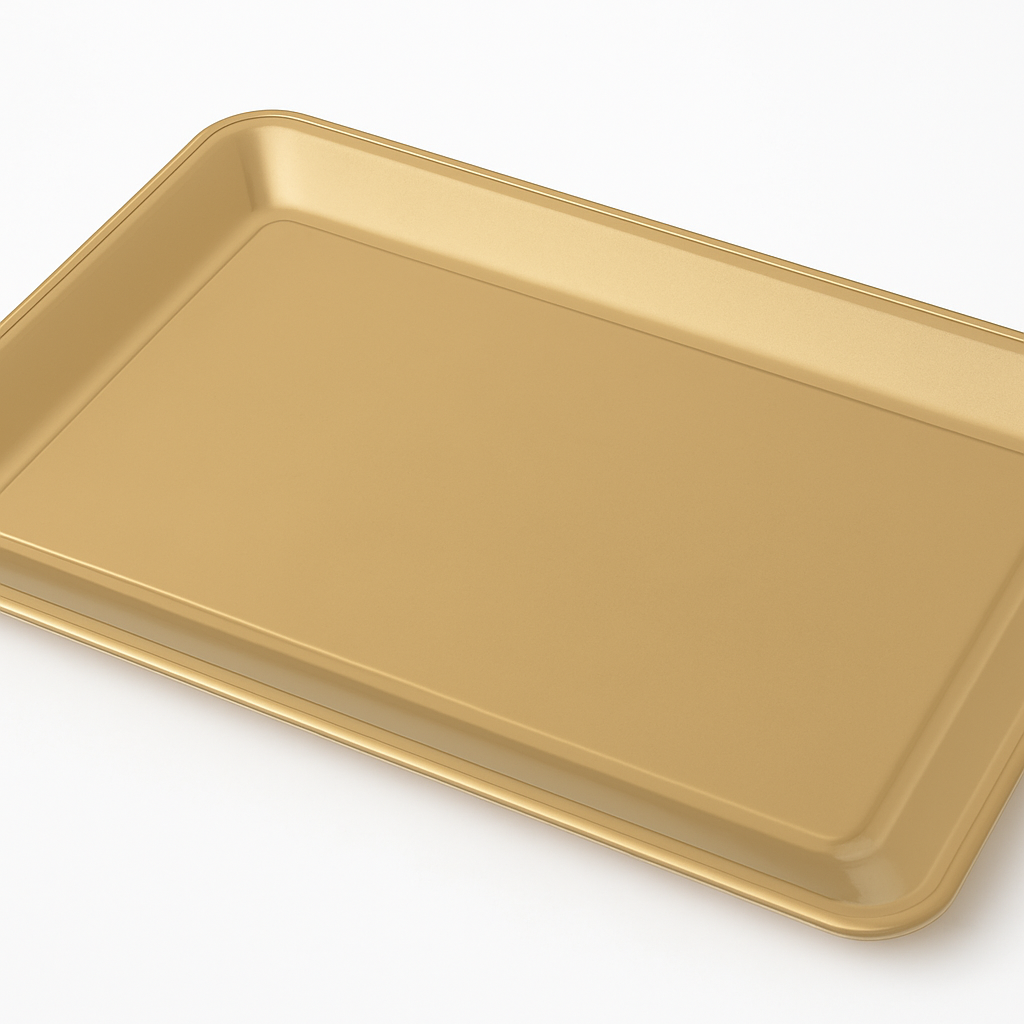 Elegant Gold Rectangular Plastic Serving Platter - 18"