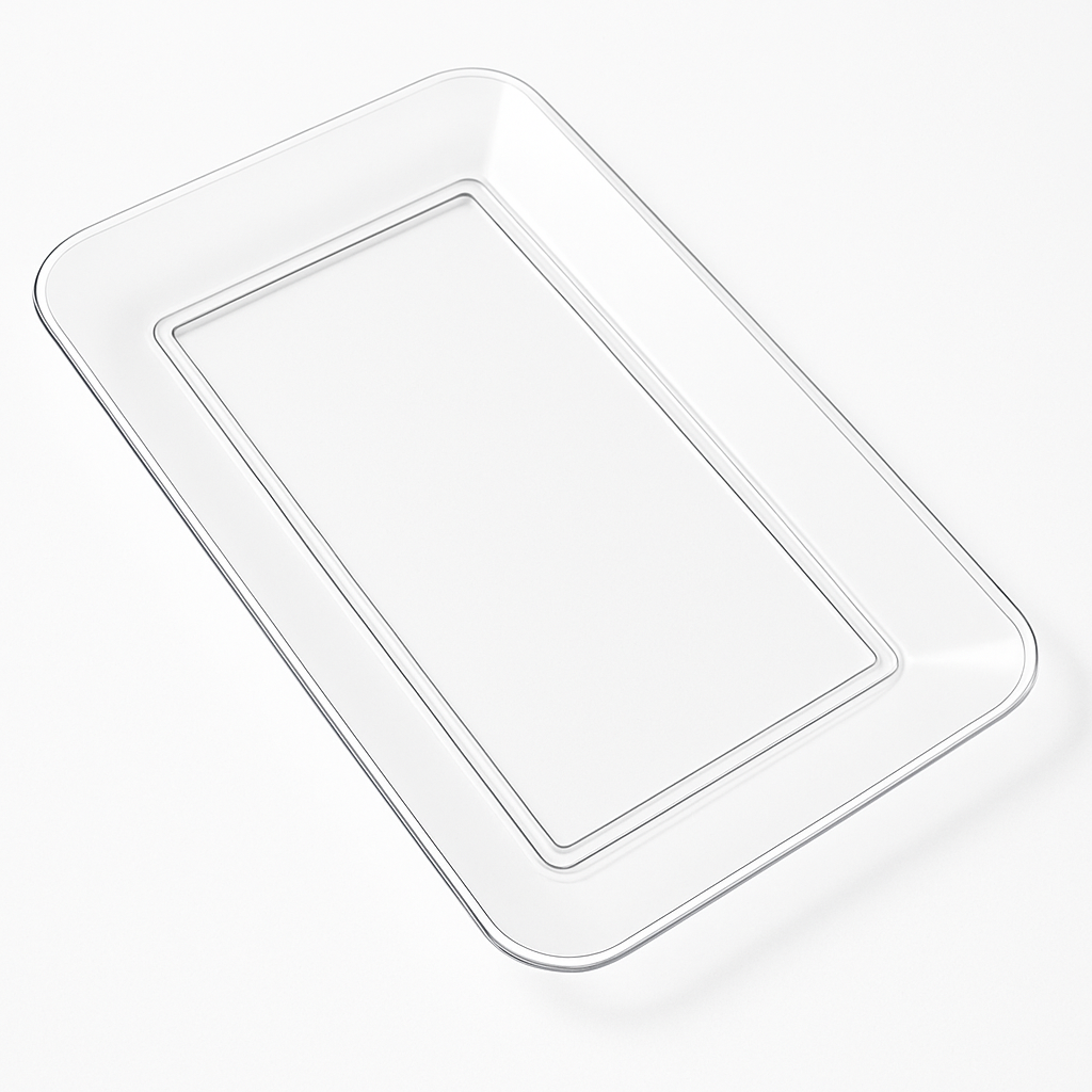Elegant Clear Rectangle Plastic Serving Tray - 9" x 14.25"
