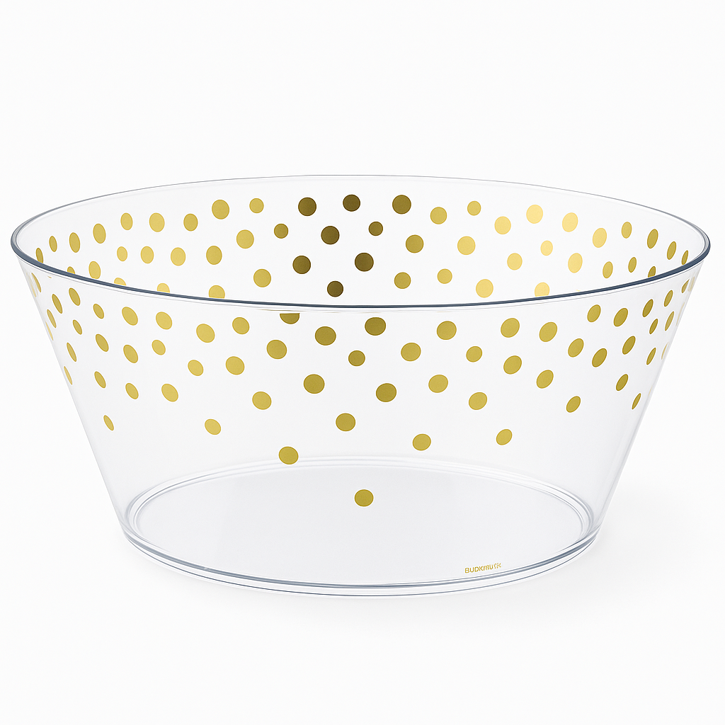 Metallic Gold Polka Dots Large Plastic Serving Bowl