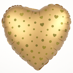 Gold Heart Foil Balloon with Polka Dots