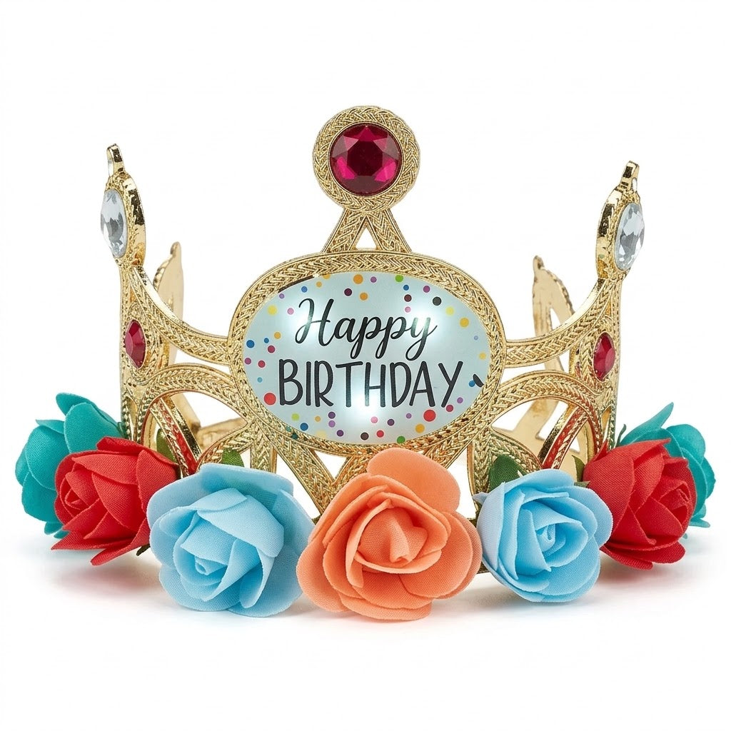 Light-Up Floral "Happy Birthday" Tiara for Kids