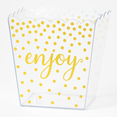 Clear Scalloped Candy Container with Gold Polka Dots, 52oz