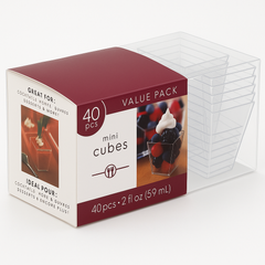 Clear Mini Cube Plastic Bowls, 2 oz, 40-Pack