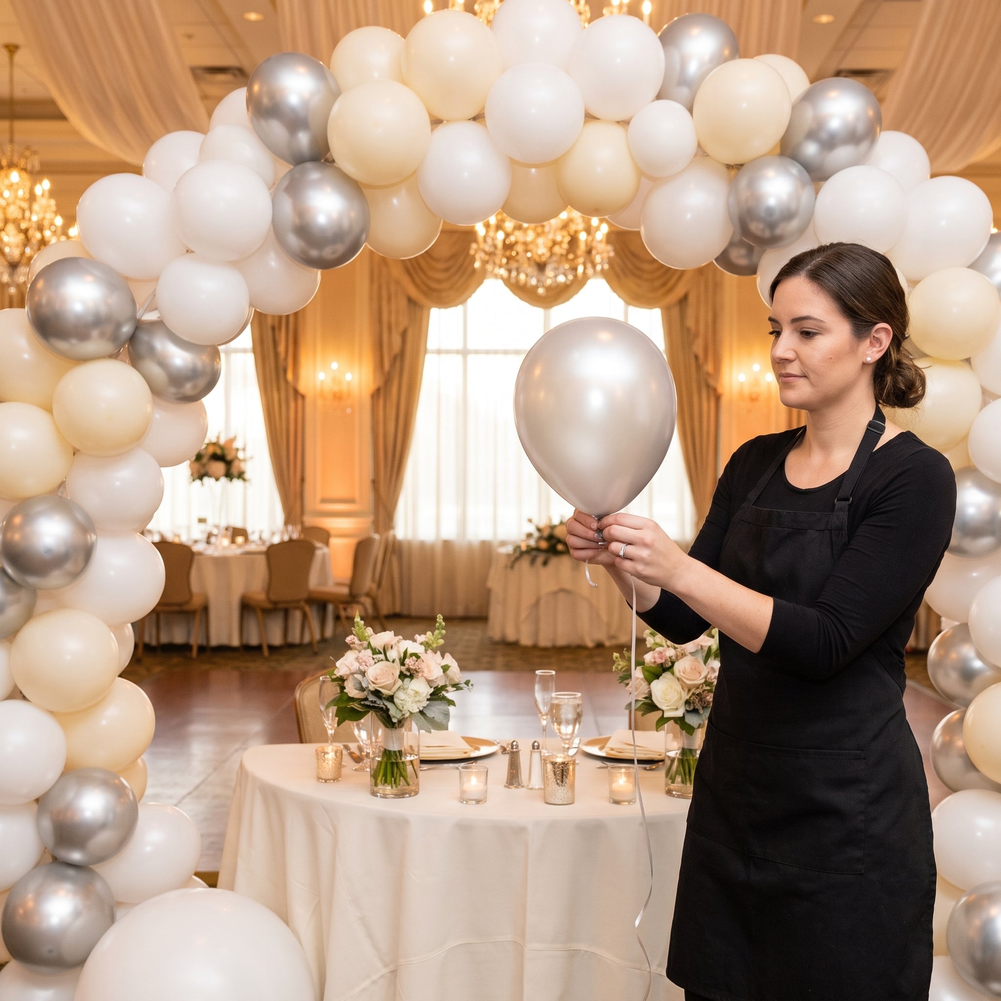 Elegant Pearl Silver Latex Balloons - 12" (10 Pack)