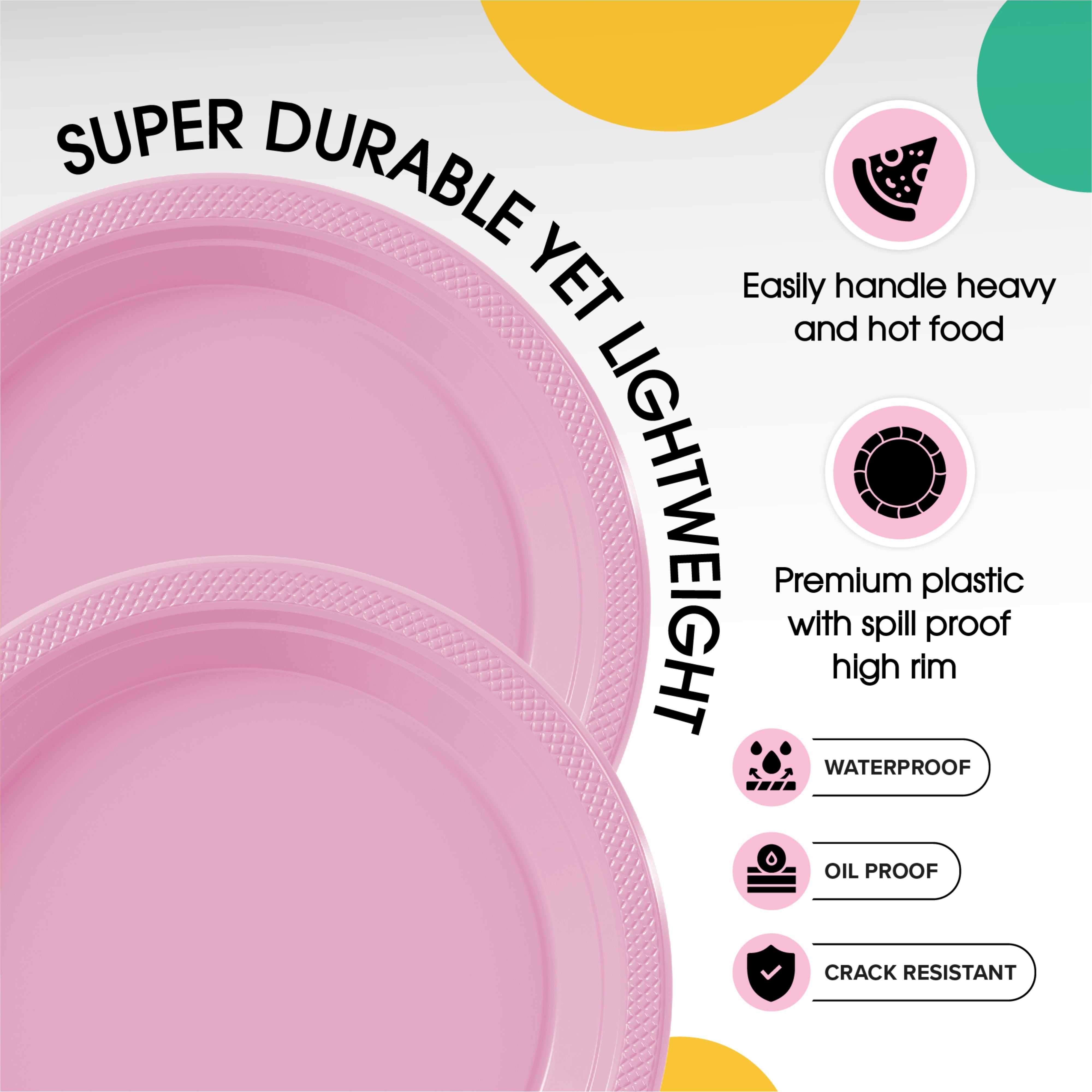 10 In. Pink Plastic Plates | 100 Count