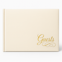 Elegant Ivory Wedding Guest Book with Gold Detail