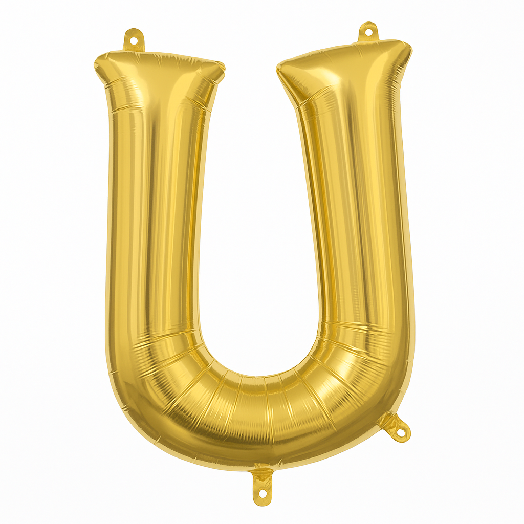 Gold Foil Air-Filled Letter "U" Balloon