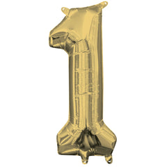 Gold Foil Air-Filled Number 1 Balloon