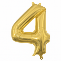 Gold Foil Number 4 Balloon - Air-Filled Metallic Decor
