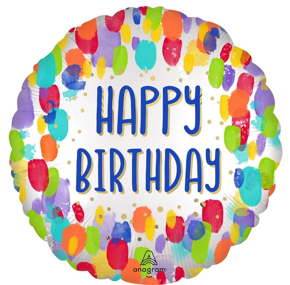 18-Inch Metallic Dot Birthday Mylar Balloon