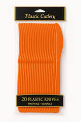 Orange Plastic Knives - Pack of 20