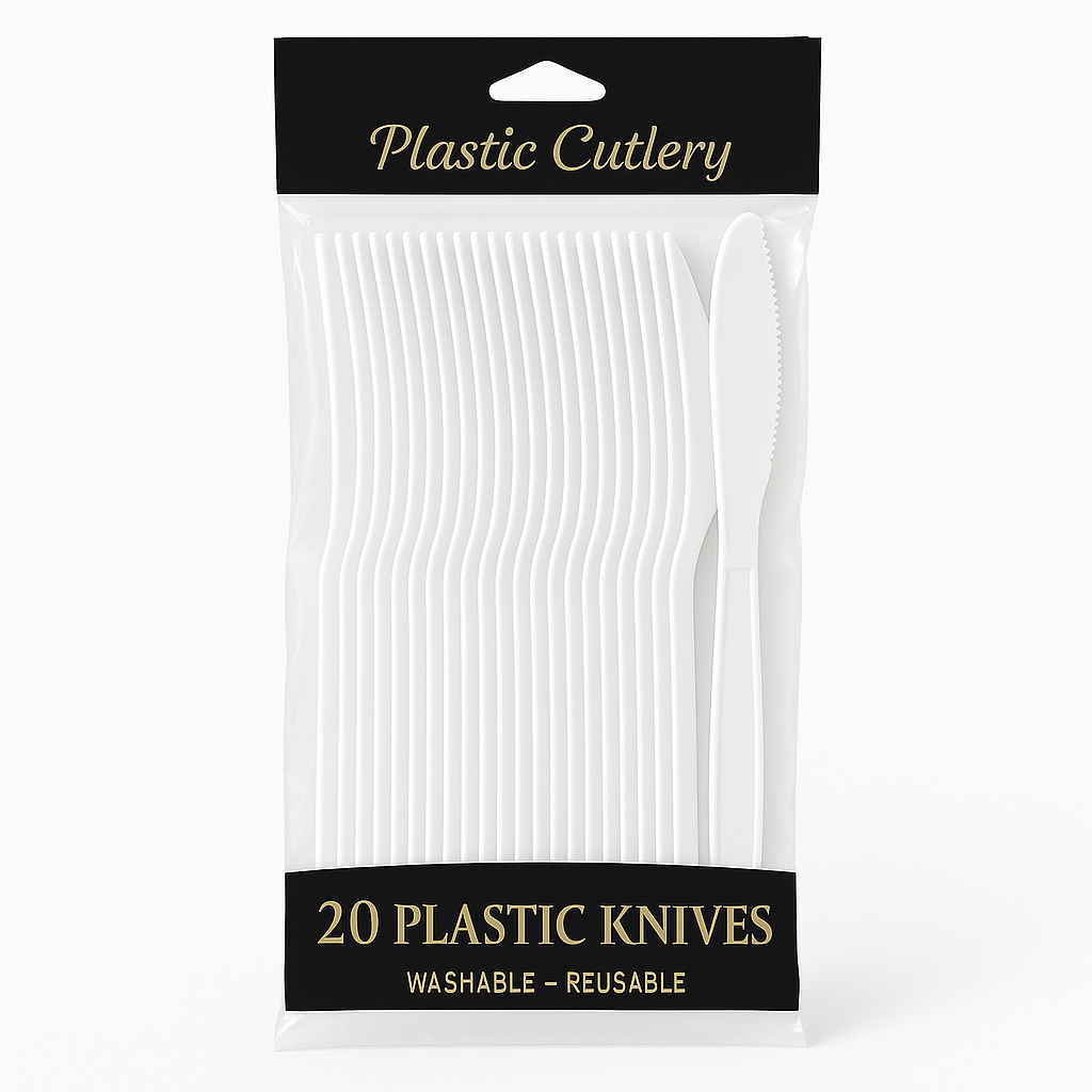 Frosty White Economy Plastic Knives - Pack of 20 - 7.5 in.