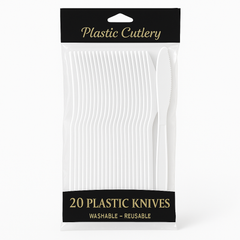 Frosty White Economy Plastic Knives - Pack of 20 - 7.5 in.