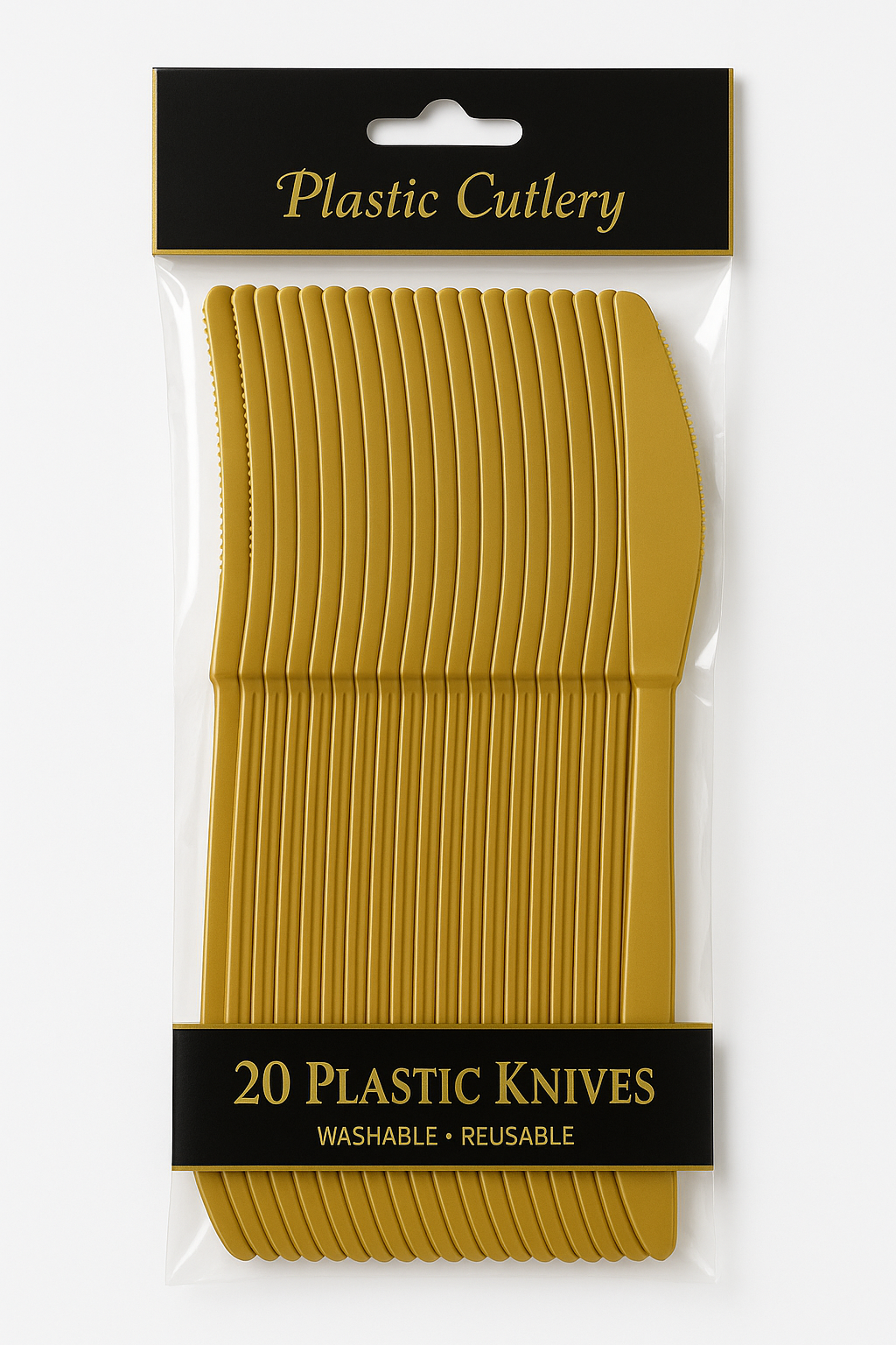 Gold Plastic Knives - Pack of 20 - 7.5 in.
