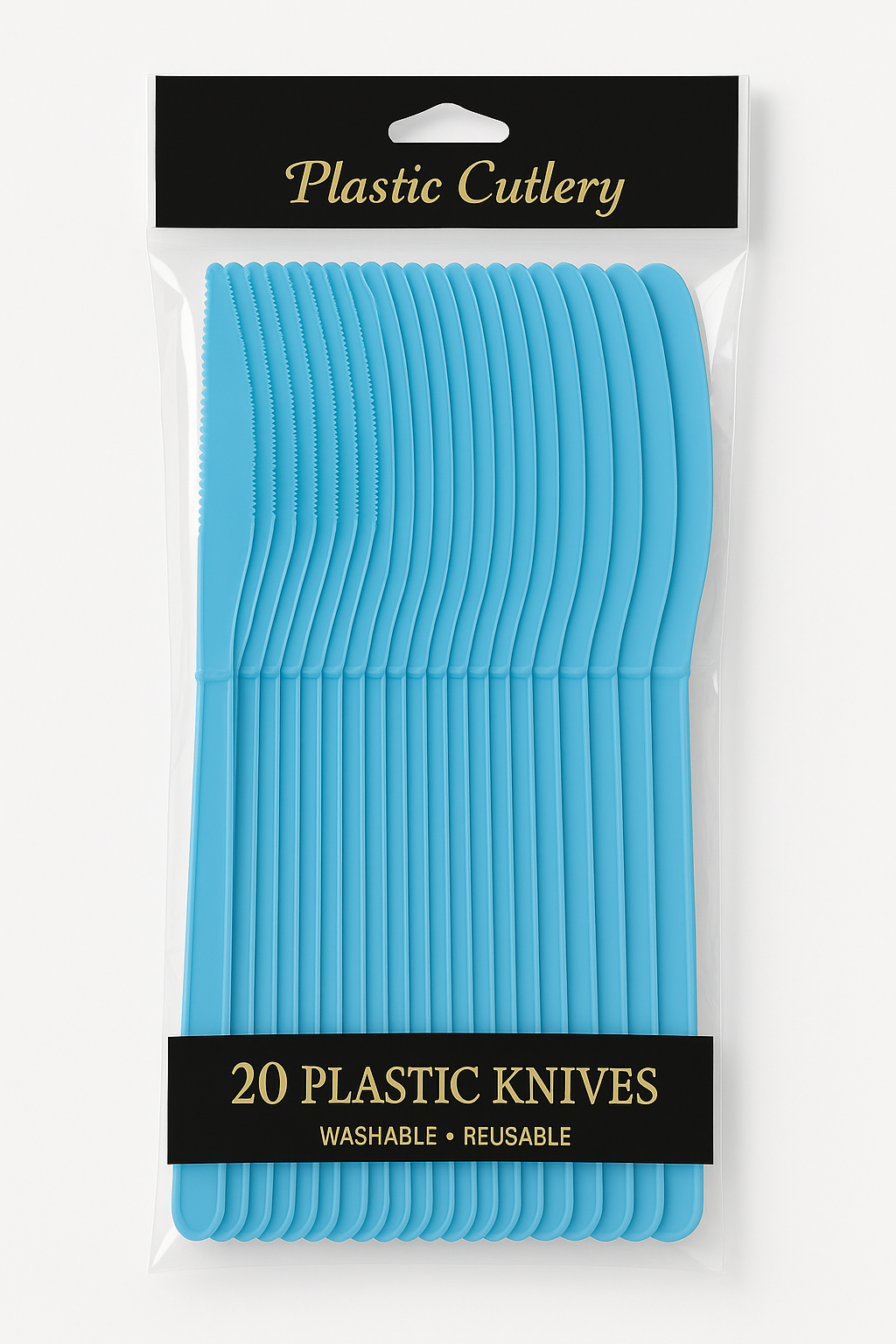 Caribbean Blue Plastic Knives - Pack of 20 - 7.5 in.