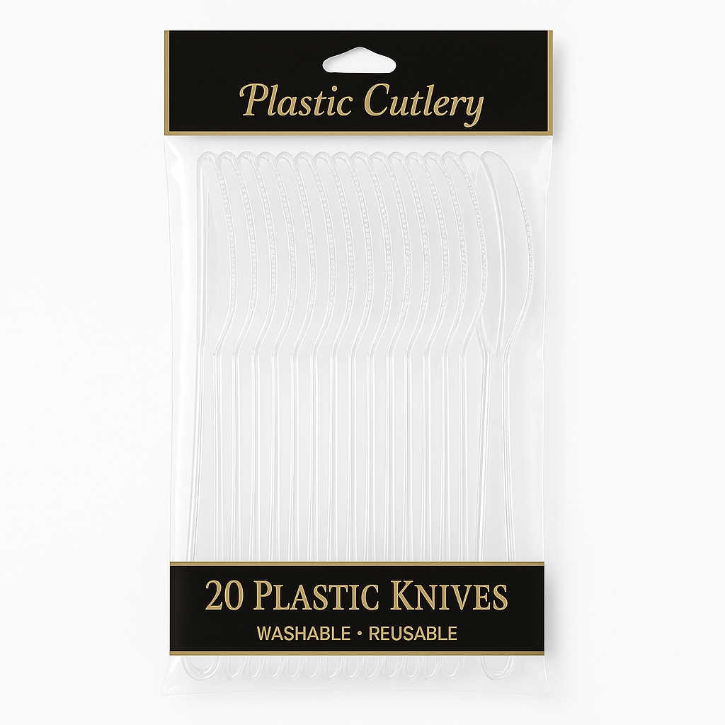 Clear Plastic Economy Knives - 20 Pack