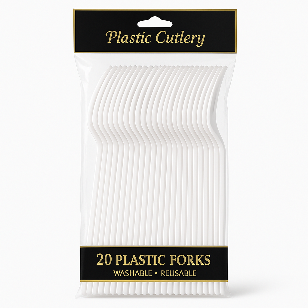 Frosty White Economy Plastic Forks - Pack of 20