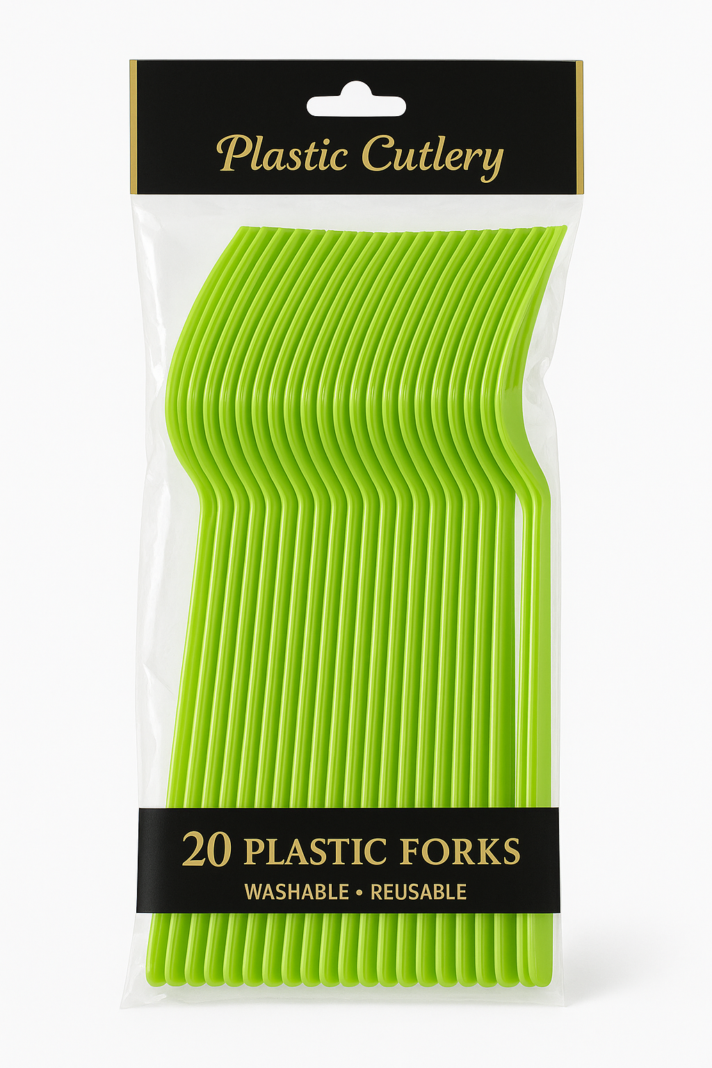 Kiwi Green Plastic Forks - 7.5 in. - 20 Pack