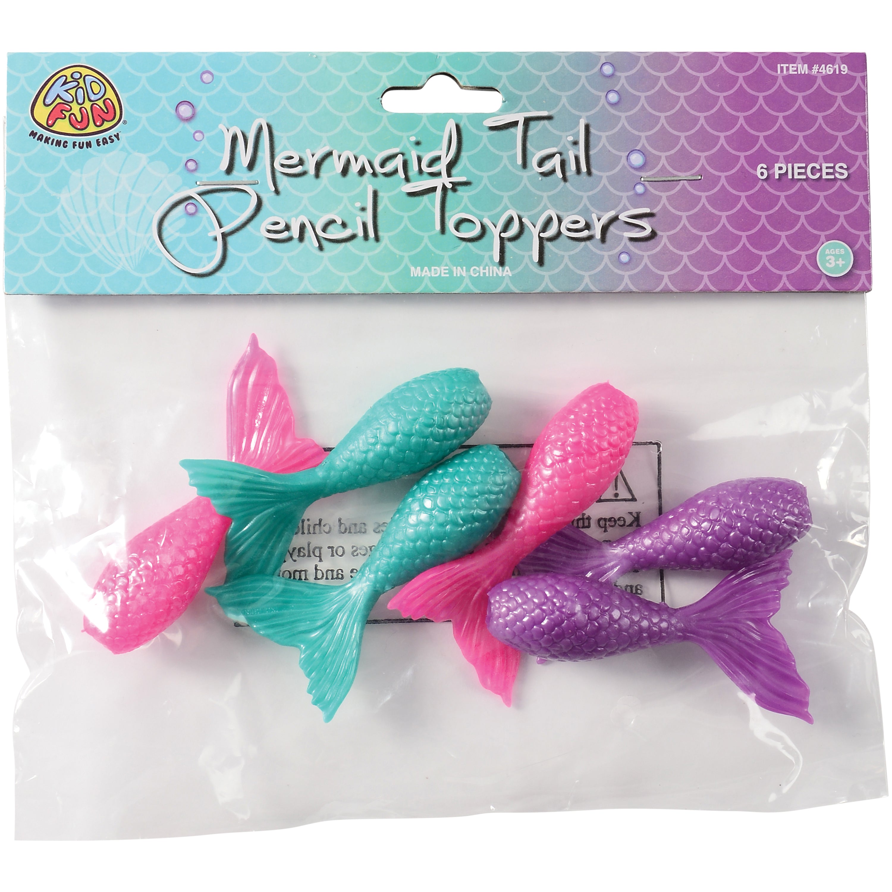 Mermaid Tail Pencil Toppers/6 Per Pkg - 6 Count