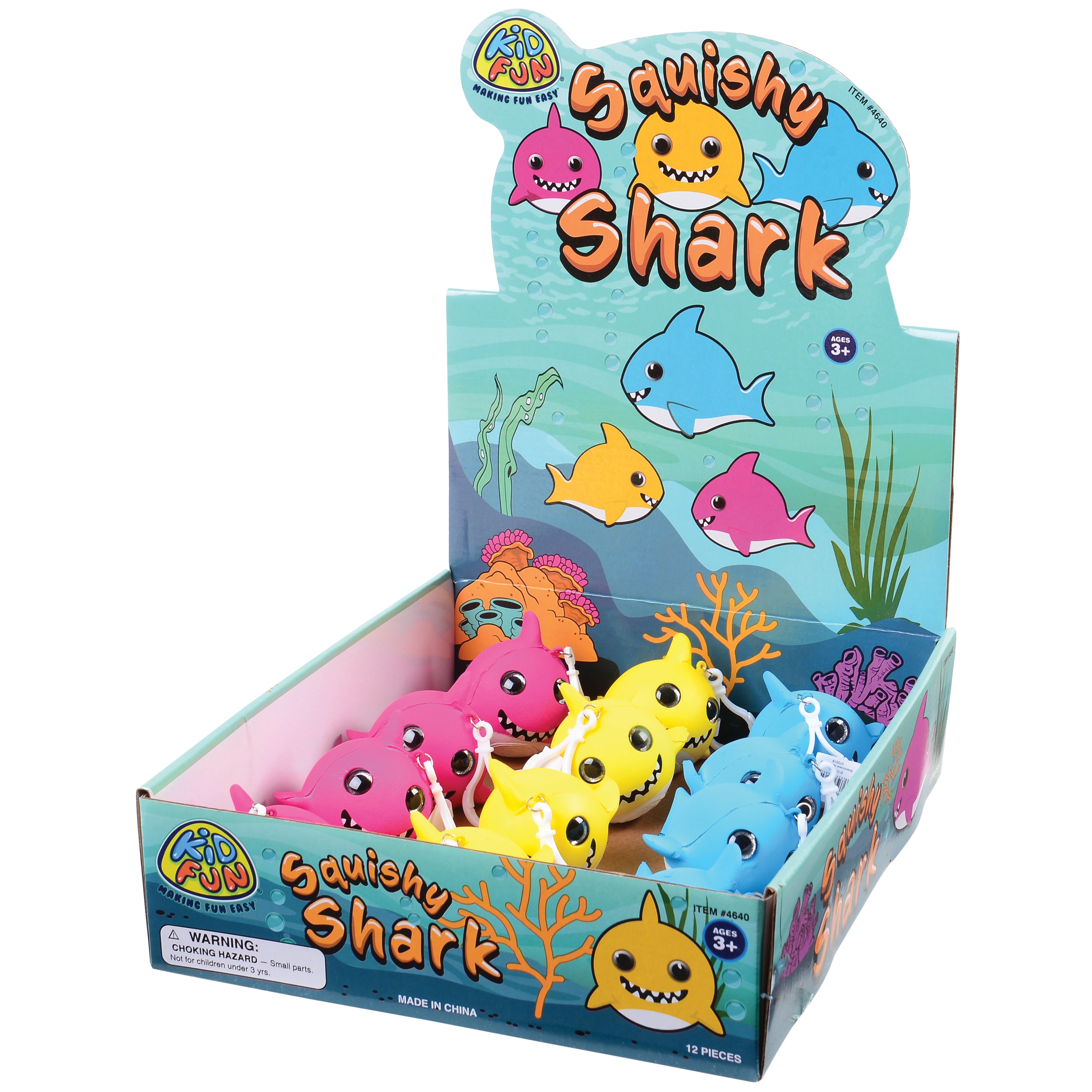 Squishy Sharks W/Glitter Eyes/12 Per Disp - 12 Count