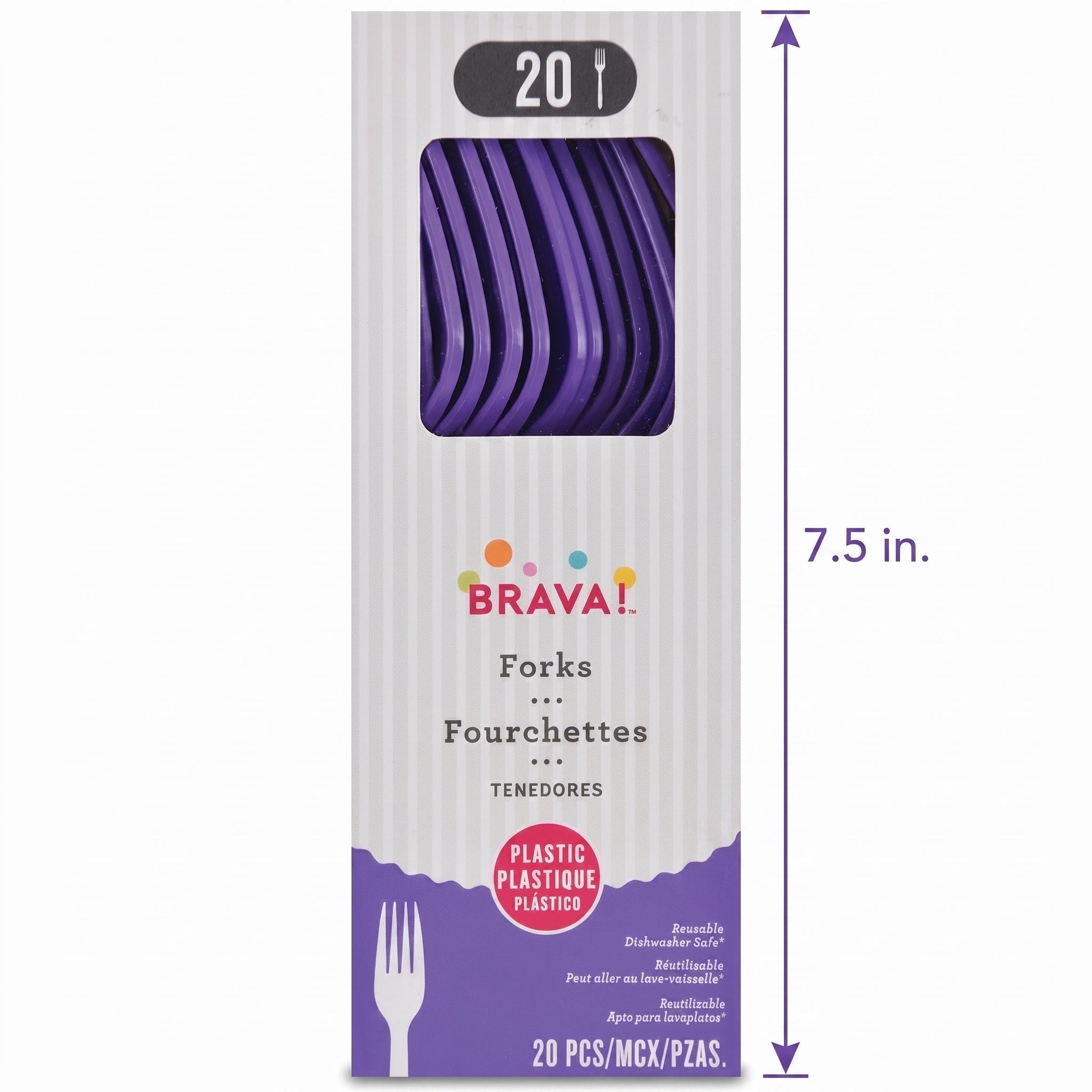 Vibrant Purple Plastic Forks - Pack of 20 - 7.5 in.