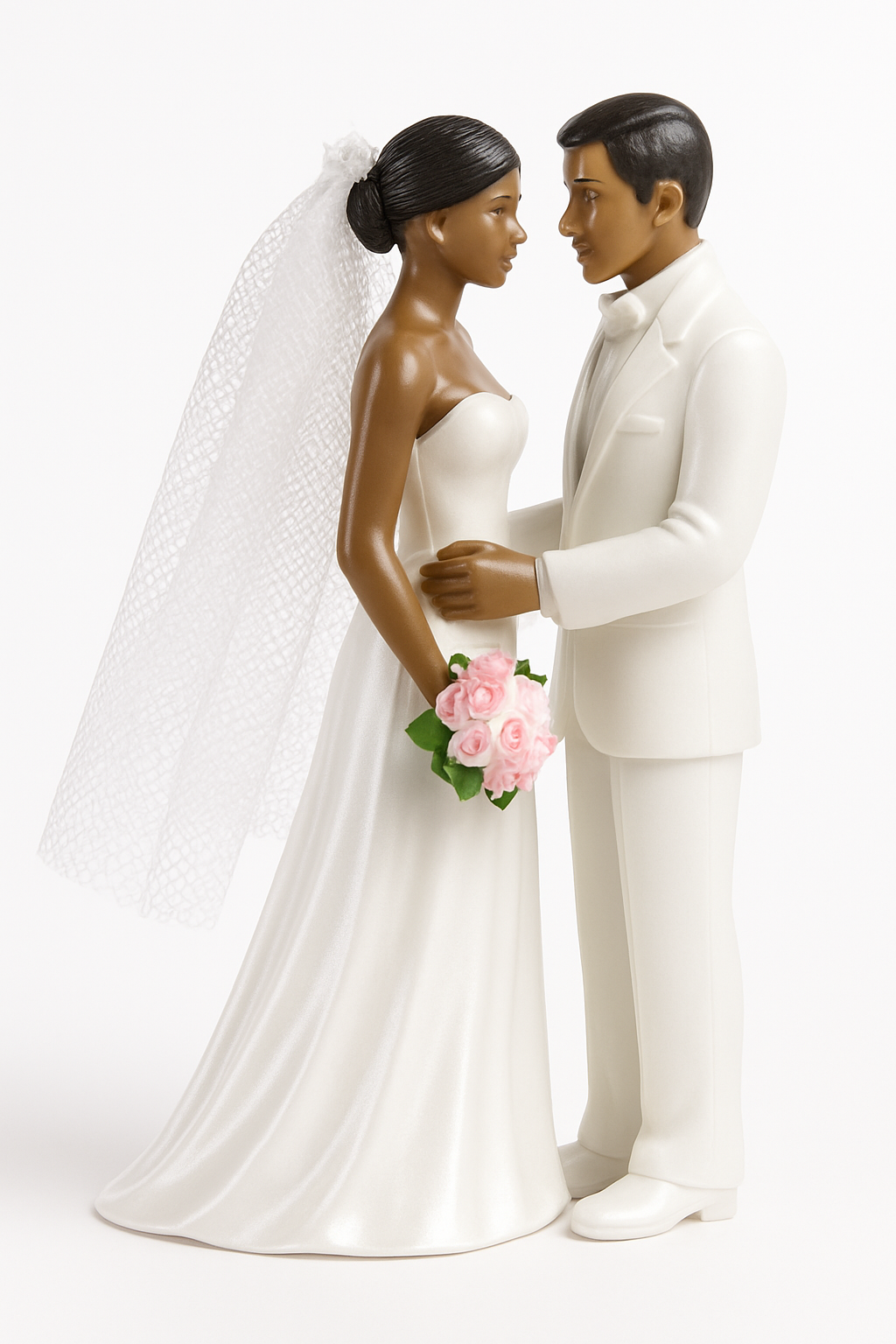 Elegant Bride & Groom Wedding Cake Topper, 4.2-inch