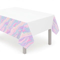 Pastel Marble Plastic Table Cover - 54" x 102"