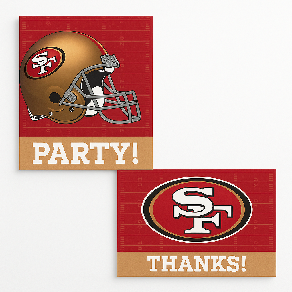 San Francisco 49ers Party Invitation & Thank You Card Set