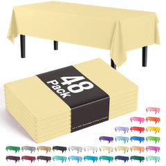 Light Yellow Plastic Table Cover | Case of 48 - 54 In. x 108 In.