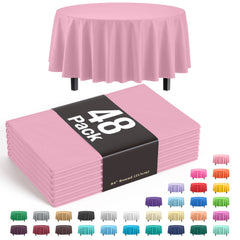Round Pink Plastic Table Cover - 84 in. | Case of 48