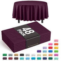 Plum Round Plastic Table Cover - 84 in. | Case of 48