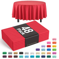 Round Red Plastic Table Cover - 84 in. | Case of 48