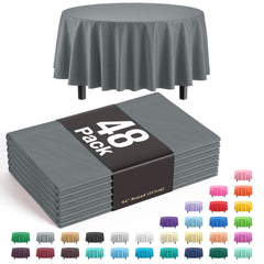 Round Silver Plastic Table Cover - 84 in. | Case of 48