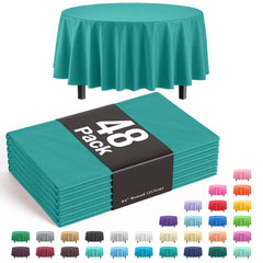 Round Teal Plastic Table Cover - 84 in. | Case of 48